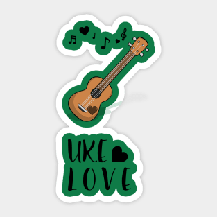 Hawaiian Mahalo Acoustic Uke Ukulele Love Notes with Heart Sticker